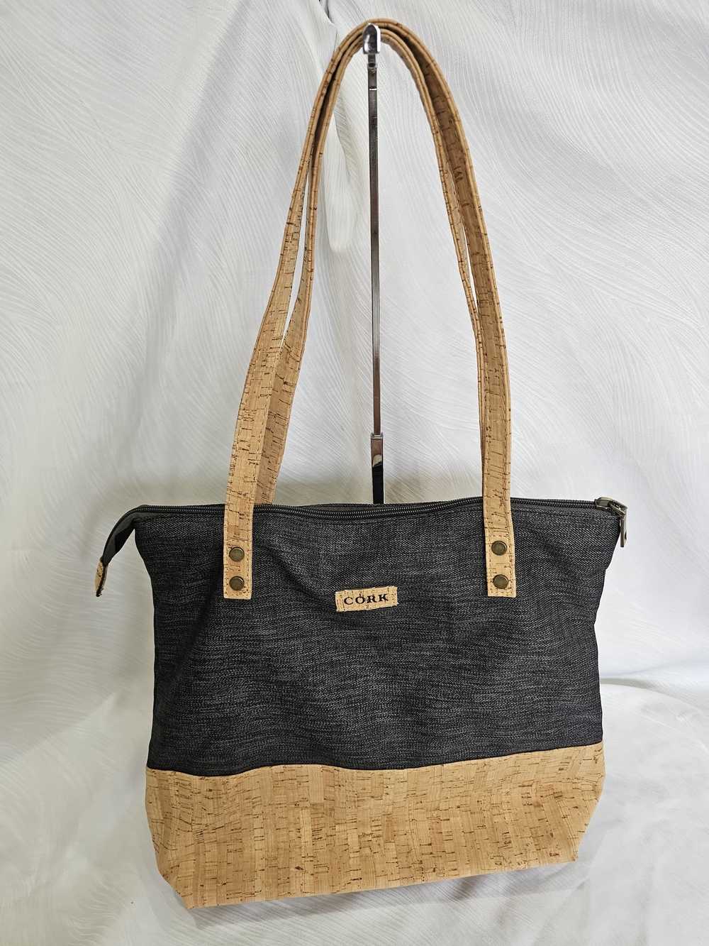 Black and Natural Cork Tote Bag